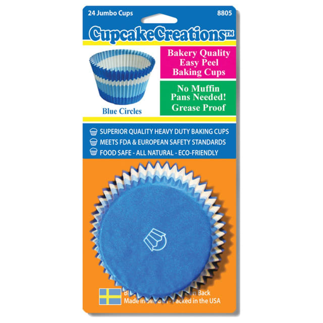 CUP CAKE CREATION JUMBO BLUE CIRCLE CUPCAKE 24PCS