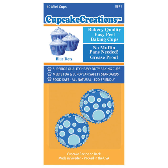 CUP CAKE CREATION MINI BLUE DOTS CUPCAKE 60PCS