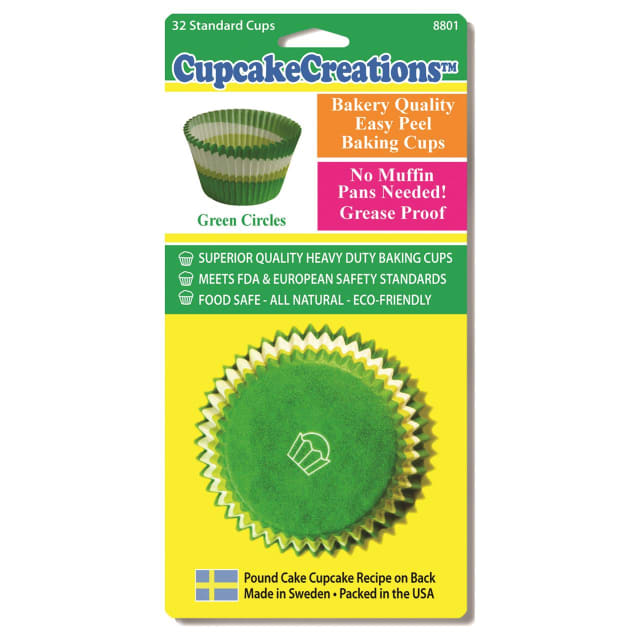 CUP CAKE CREATION STD GREEN CIRCLE CUPCAKE 32PCS