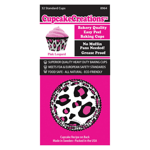 CUP CAKE CREATION STD PINK LEOPARD CUPCAKES 32PCS