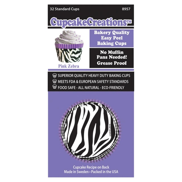 CUP CAKE CREATION STD PURPLE ZEBRA CUPCAKES 32PCS