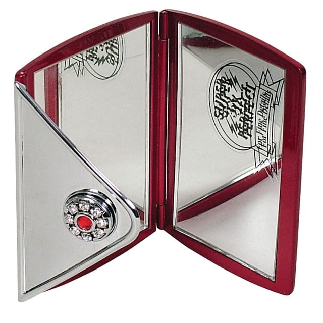 COMOY COMPACT MIRROR 3X SWAROVSKI CRYSTAL RUBY