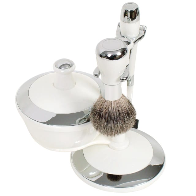 COMOY WG MAK3 SHAVE SET W/BOWL - WHT/CHR