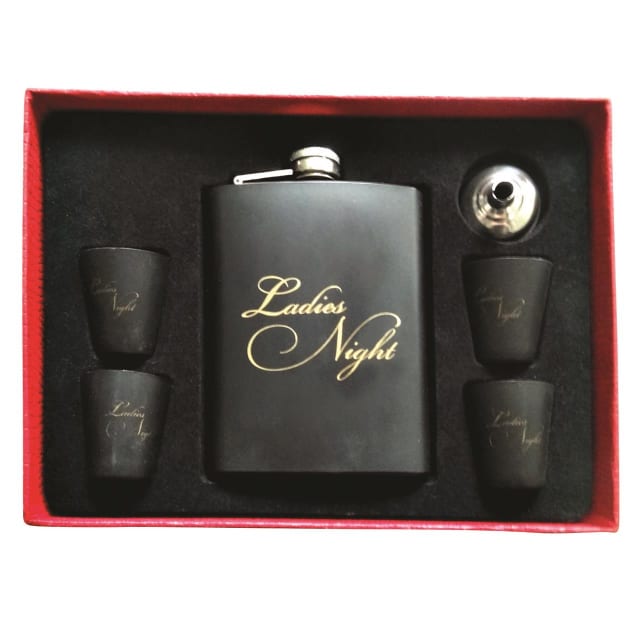 COYOTE 8OZ FLASK 4 CUPS LADIES NIGHT BLACK