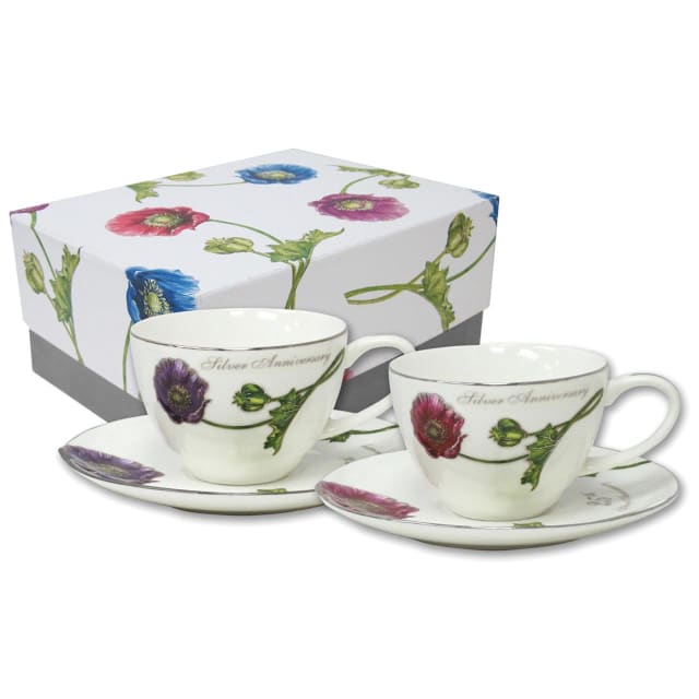 DAKOTA JADE CUP/SAUCER 25TH ANNIV(RED/BLU)
