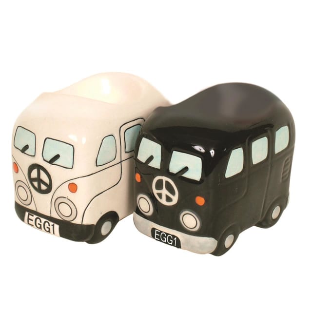 DAKOTA PEACE CAMPERVAN EGG CUP BLK/WHITE SET 4
