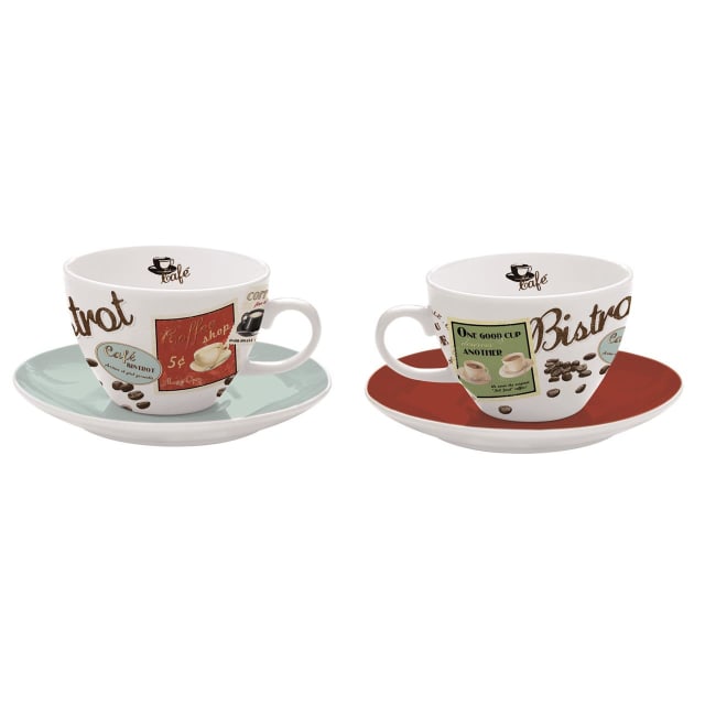 DAKOTA VINTAGE CAPPUCCINO CUP/SAUCERS 2PCE SET
