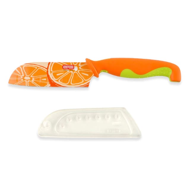 DEXAS 4in SANTOKU WITH SHEATH ORANGE