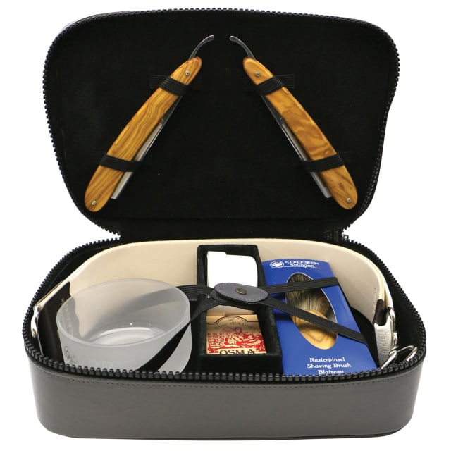DOVO STRAIGHT RAZOR TRAVEL SET CHARCOAL GREY
