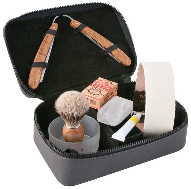 DOVO STRAIGHT RAZOR TRAVEL SET CHARCOAL GREY