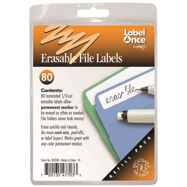JOKARI ERASABLE FILE LABELS REFILL PACK