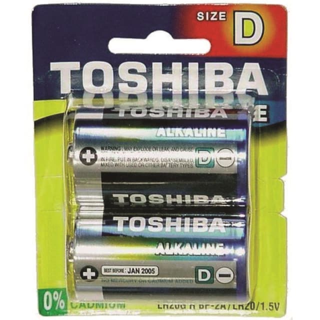 TOSHIBA D SUPER ALKALINE BATTERY 2PK