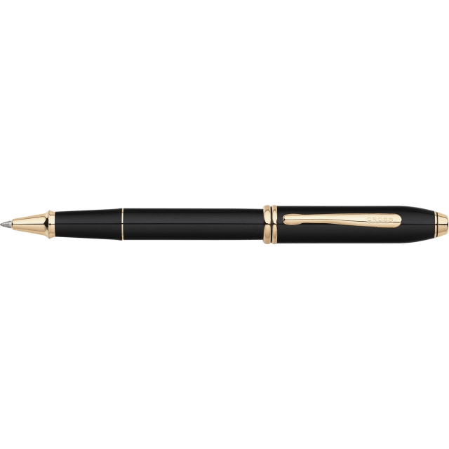 CROSS Townsend Black Lacquer/23CT Rollerball Pen