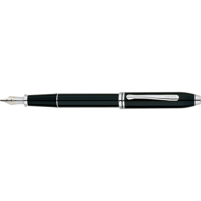 CROSS Townsend Black Lacquer/Rhodium Fountain Pen, Medium Nib