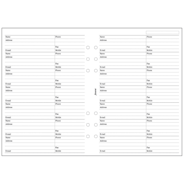 FILOFAX A5 NAME/ADD/EMAIL/PH/FX/MOB