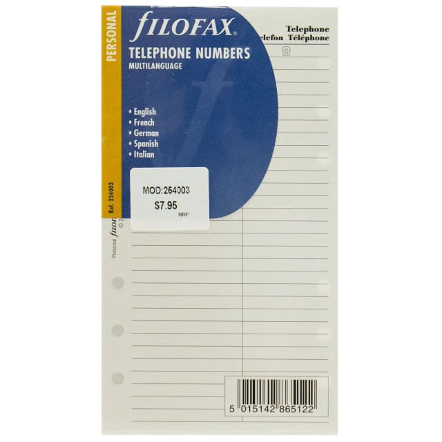 FILOFAX PER 5 LANG NAM/ADD/PH/EM/FX