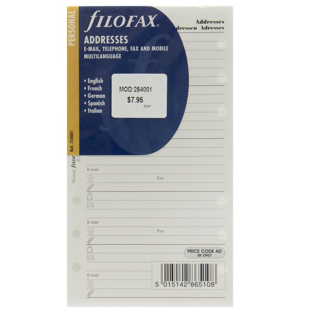 FILOFAX PER 5 LANG NAME PHONE NO
