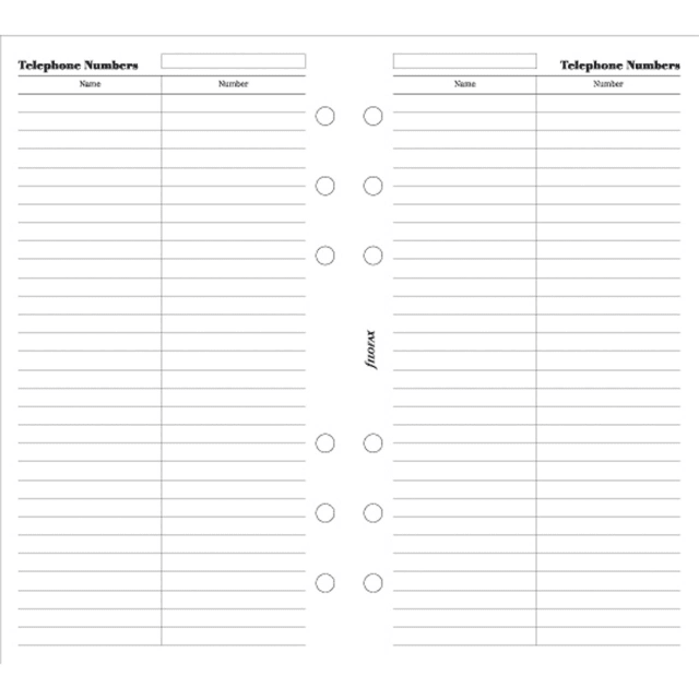 FILOFAX PER NAME TELEPHONE NUMBER