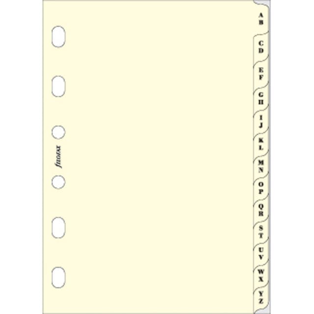 FILOFAX PKT A-Z INDEX CREAM 2 LTR/TAB