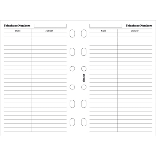 FILOFAX PKT NAME TELEPHONE NUMBER