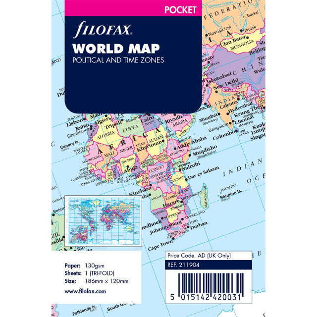 FILOFAX PKT ORGANISER WORLD MAP