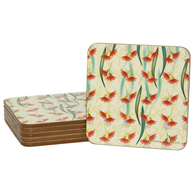 LANTERN STUDIOS Botanica Coaster Set 6 Red Gum