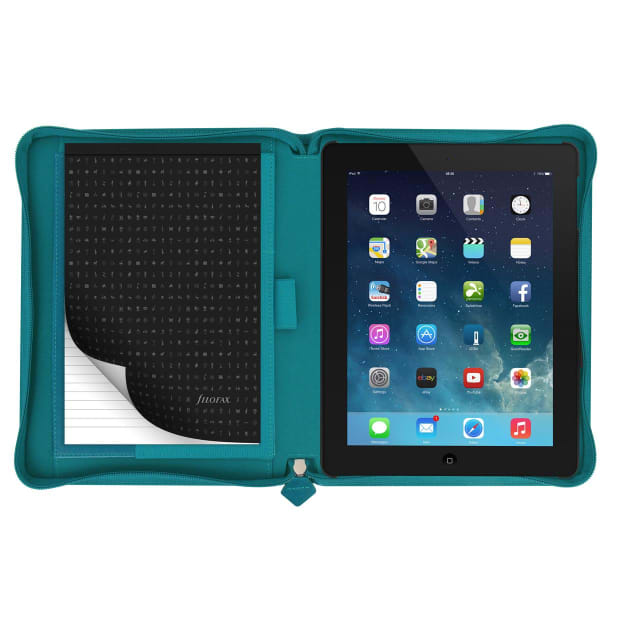 FILOFAX SAFFIANO Lge ZIP IPAD2,3,4 CASE Aqua