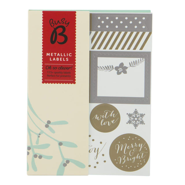 KTWO Busy B Christmas Sticky Labels-Metallic