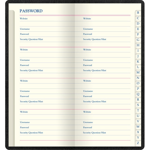 LETTS Origins Slim Pkt Password Book Blk