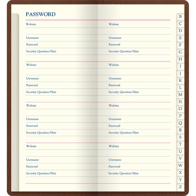LETTS Origins Slim Pkt Password Book Tan