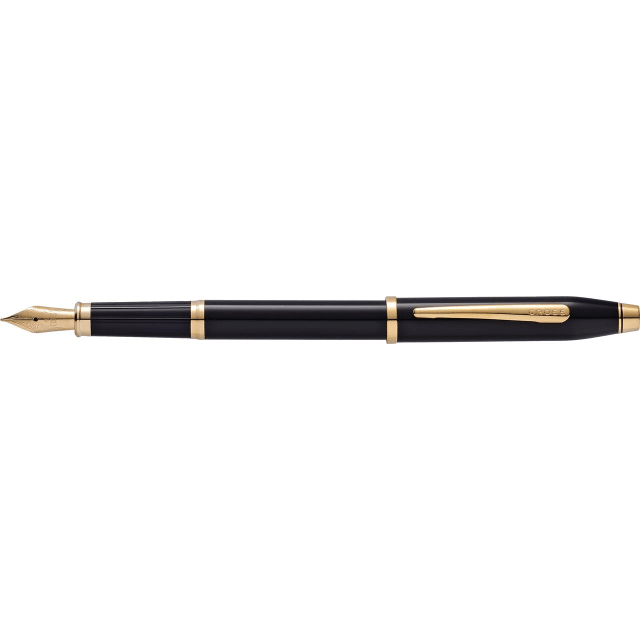 CROSS Century II Black Lacquer 23CT Fountain Pen, Medium Nib