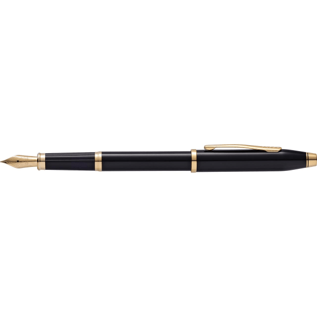 CROSS Century II Black Lacquer 23CT Fountain Pen, Medium Nib