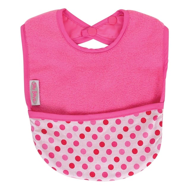 SILLY BILLYZ FLEECE POCKET BIB CERISE/DOTS