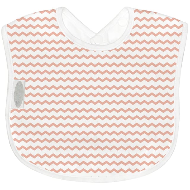 SILLY BILLYZ JERSEY LARGE BIB PEACH CHEVRON