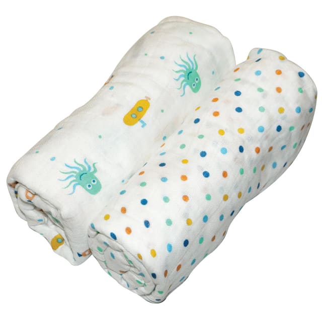 SILLY BILLYZ MUSLIN SWADDLE WRAP 2PK - BOY