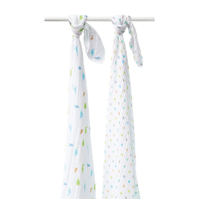 SILLY BILLYZ MUSLIN SWADDLE WRAP 2PK SET DINOSTAR