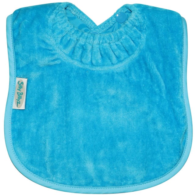 SILLY BILLYZ TOWEL PLAIN LARGE BIB AQUA