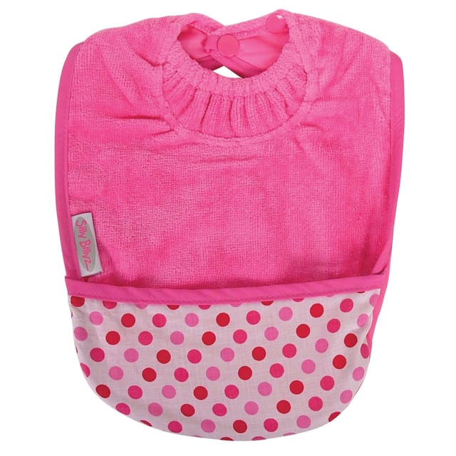 SILLY BILLYZ TOWEL POCKET BIB CERISE/DOTS