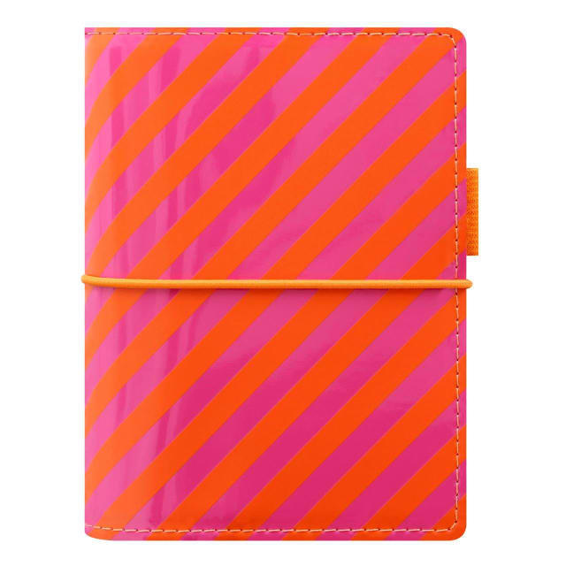 FILOFAX PKT DOMINO PTNT ORGANISER ORNG/PNK STRPS