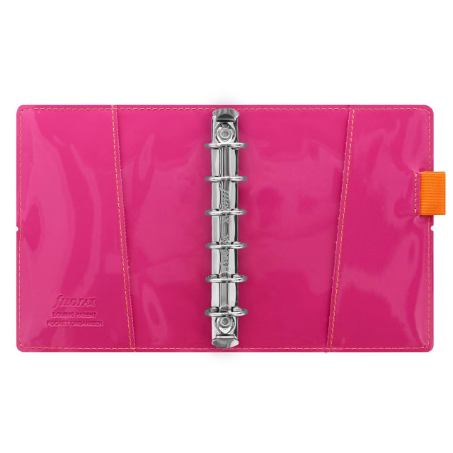 FILOFAX PKT DOMINO PTNT ORGANISER ORNG/PNK STRPS