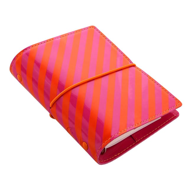 FILOFAX PKT DOMINO PTNT ORGANISER ORNG/PNK STRPS
