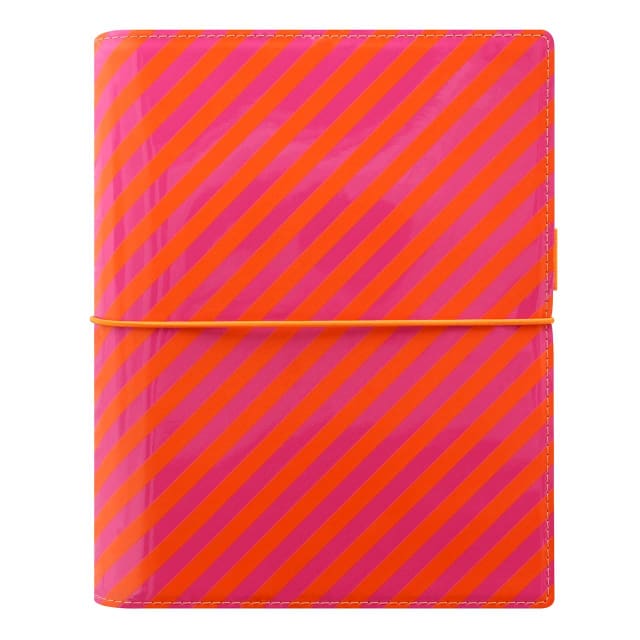 FILOFAX A5 DOMINO PTNT ORGANISER ORNG/PNK STRIPE