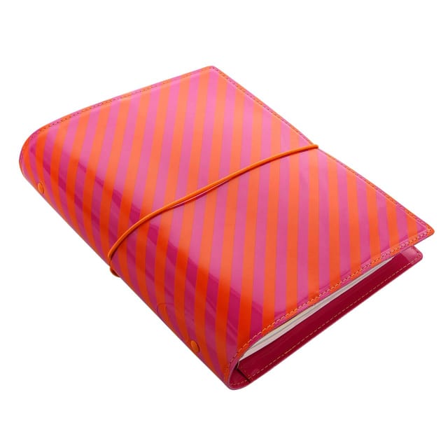 FILOFAX A5 DOMINO PTNT ORGANISER ORNG/PNK STRIPE