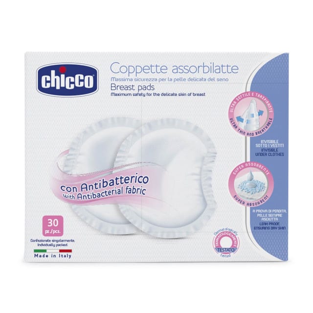 CHICCO Breast Pads: Antibacterial - 30PK