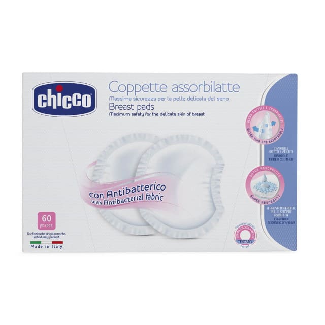 CHICCO Breast Pads: Antibacterial - 60pk