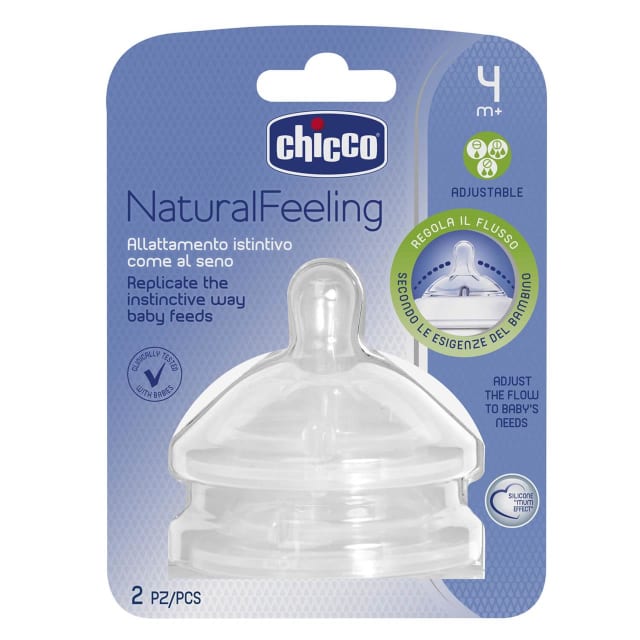 CHICCO Teat: NaturalFeeling - 4m+ Adj Flow 2pk