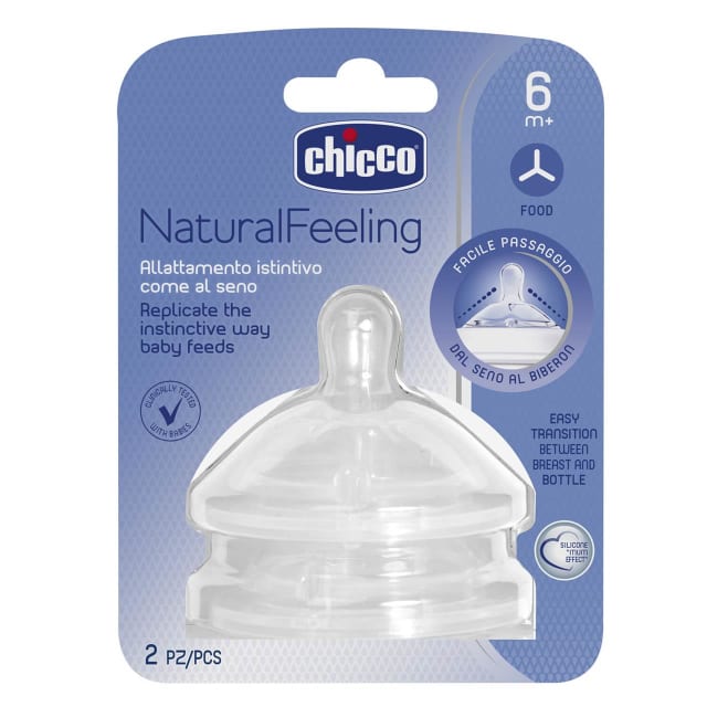CHICCO Teat: NaturalFeeling - 6m+ Food Flow 2pk