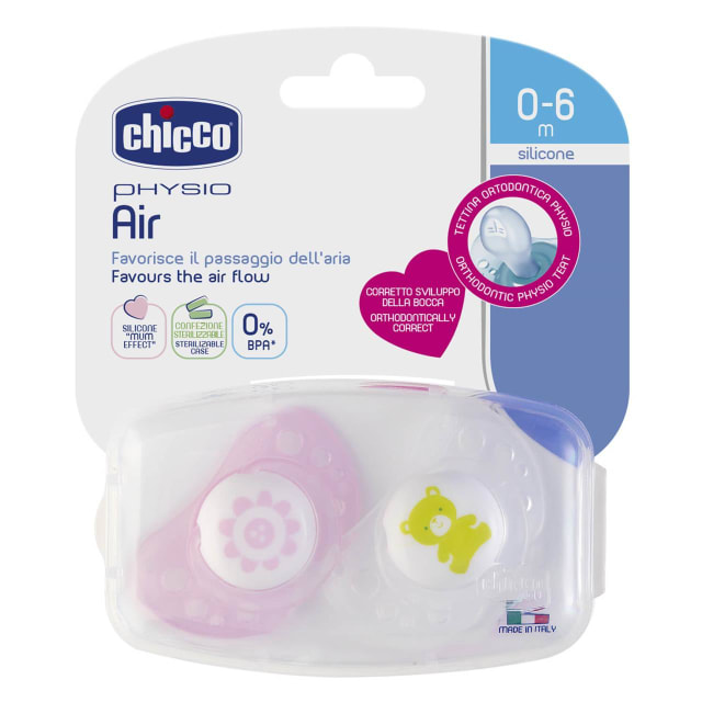 CHICCO Soother: Physio Air 0-6m 2pk - Girl