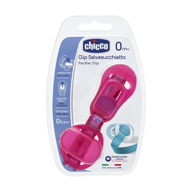 CHICCO Soother Clip + Cover - Pink