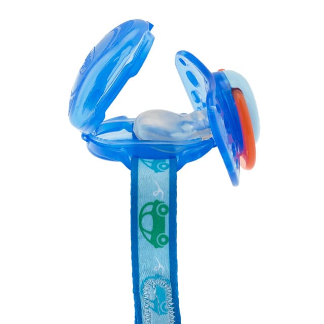 CHICCO Soother Clip + Cover - Blue